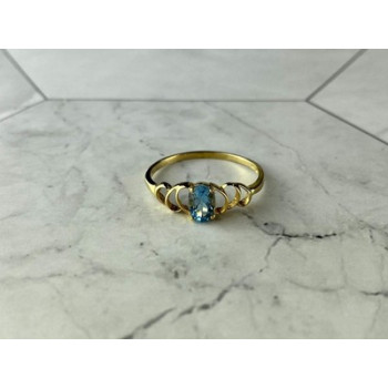 10K YELLOW GOLD BLUE SPINEL RING SIZE 8