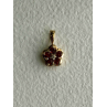 10K Yellow Gold Garnet & Diamond Flower Pendant
