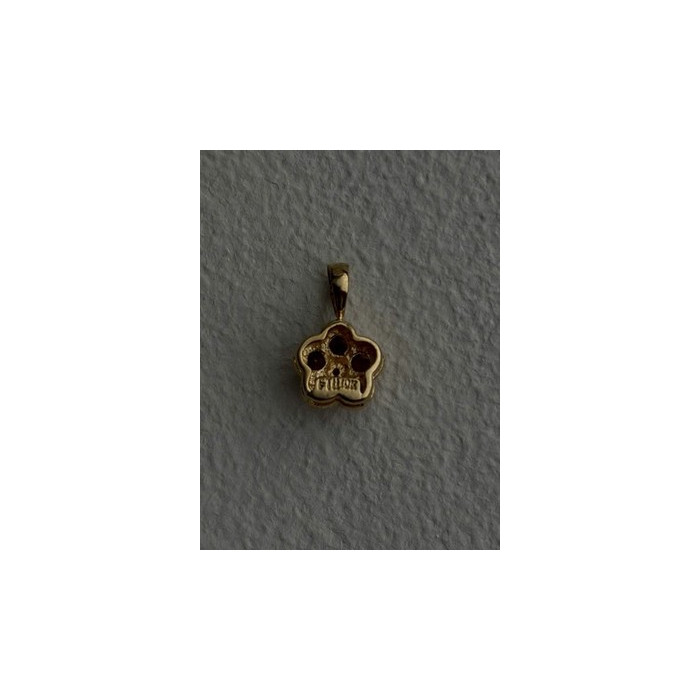 10K Yellow Gold Garnet & Diamond Flower Pendant