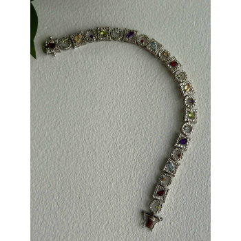 925 Sterling Silver Garnet Topaz Amethyst Peridot Citrine Bracelet 7.5