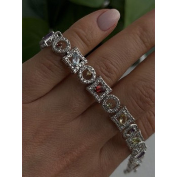 925 Sterling Silver Garnet Topaz Amethyst Peridot Citrine Bracelet 7.5