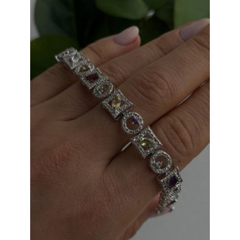 925 Sterling Silver Garnet Topaz Amethyst Peridot Citrine Bracelet 7.5