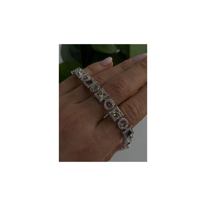 925 Sterling Silver Garnet Topaz Amethyst Peridot Citrine Bracelet 7.5