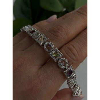 925 Sterling Silver Garnet Topaz Amethyst Peridot Citrine Bracelet 7.5