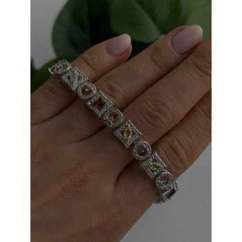 925 Sterling Silver Garnet Topaz Amethyst Peridot Citrine Bracelet 7.5