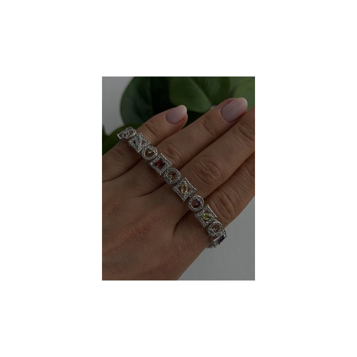 925 Sterling Silver Garnet Topaz Amethyst Peridot Citrine Bracelet 7.5