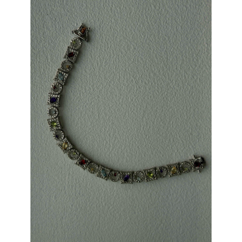 925 Sterling Silver Garnet Topaz Amethyst Peridot Citrine Bracelet 7.5