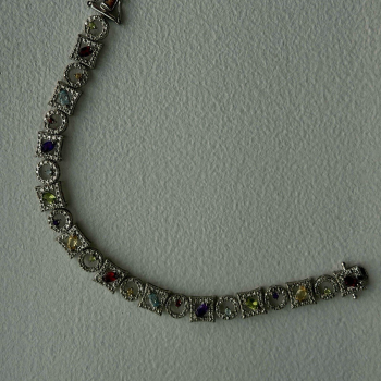 925 Sterling Silver Garnet Topaz Amethyst Peridot Citrine Bracelet 7.5