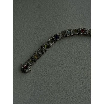 925 Sterling Silver Garnet Topaz Amethyst Peridot Citrine Bracelet 7.5