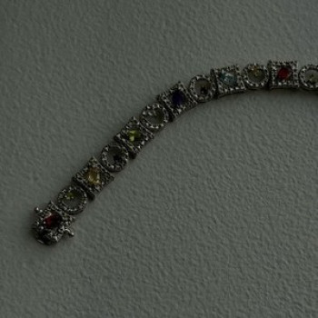925 Sterling Silver Garnet Topaz Amethyst Peridot Citrine Bracelet 7.5