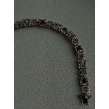 925 Sterling Silver Garnet Topaz Amethyst Peridot Citrine Bracelet 7.5