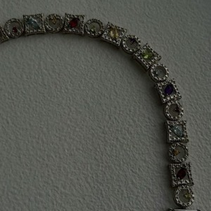 925 Sterling Silver Garnet Topaz Amethyst Peridot Citrine Bracelet 7.5