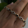 925 Sterling Silver Gold Plated Dark Blue Sapphire Bracelet 7.5