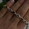 925 Sterling Silver Gold Plated Dark Blue Sapphire Bracelet 7.5