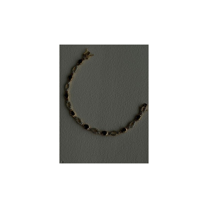 925 Sterling Silver Gold Plated Dark Blue Sapphire Bracelet 7.5