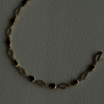 925 Sterling Silver Gold Plated Dark Blue Sapphire Bracelet 7.5