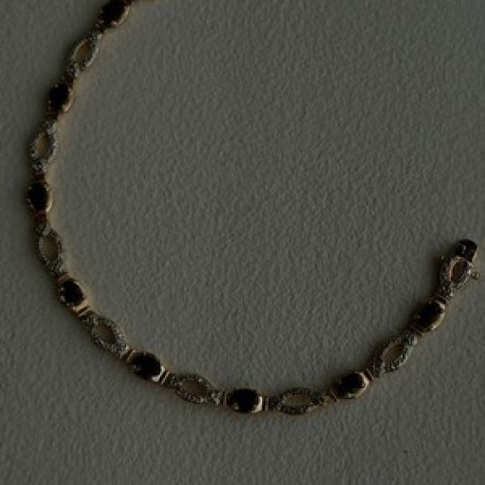 925 Sterling Silver Gold Plated Dark Blue Sapphire Bracelet 7.5