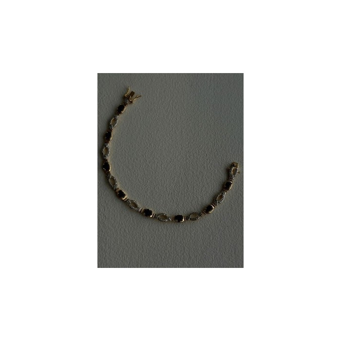 925 Sterling Silver Gold Plated Dark Blue Sapphire Bracelet 7.5