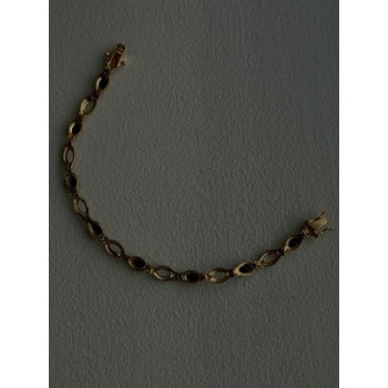 925 Sterling Silver Gold Plated Dark Blue Sapphire Bracelet 7.5