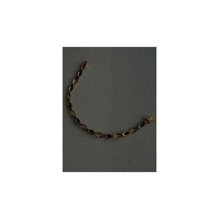 925 Sterling Silver Gold Plated Dark Blue Sapphire Bracelet 7.5