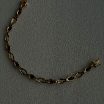 925 Sterling Silver Gold Plated Dark Blue Sapphire Bracelet 7.5