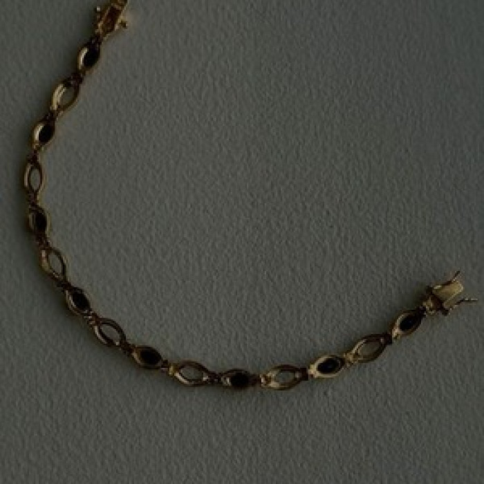 925 Sterling Silver Gold Plated Dark Blue Sapphire Bracelet 7.5