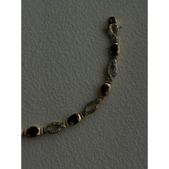 925 Sterling Silver Gold Plated Dark Blue Sapphire Bracelet 7.5