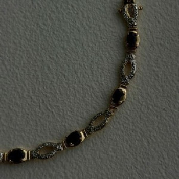 925 Sterling Silver Gold Plated Dark Blue Sapphire Bracelet 7.5