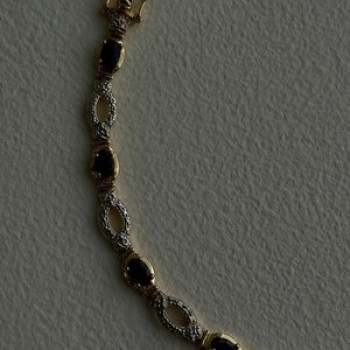 925 Sterling Silver Gold Plated Dark Blue Sapphire Bracelet 7.5