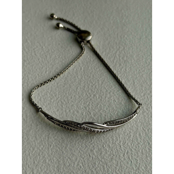 Adjustable 925 Sterling Silver White Colorless Beryl Bracelet