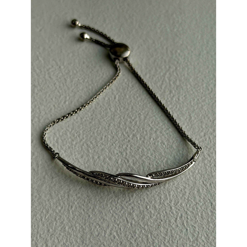 Adjustable 925 Sterling Silver White Colorless Beryl Bracelet