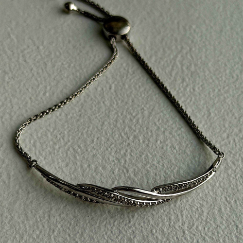 Adjustable 925 Sterling Silver White Colorless Beryl Bracelet