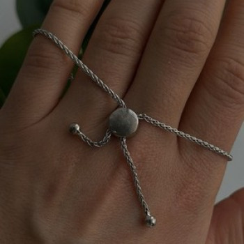 Adjustable 925 Sterling Silver White Colorless Beryl Bracelet