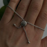Adjustable 925 Sterling Silver White Colorless Beryl Bracelet