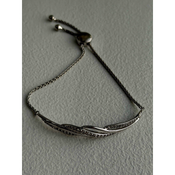 Adjustable 925 Sterling Silver White Colorless Beryl Bracelet