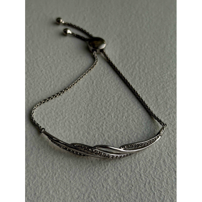 Adjustable 925 Sterling Silver White Colorless Beryl Bracelet