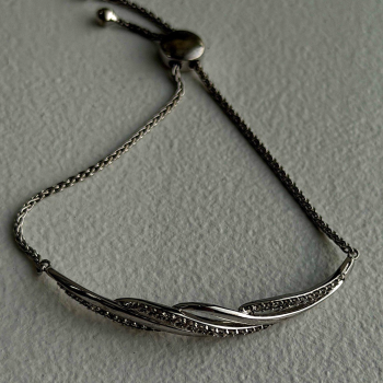 Adjustable 925 Sterling Silver White Colorless Beryl Bracelet
