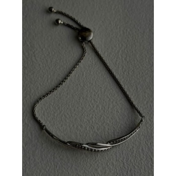 Adjustable 925 Sterling Silver White Colorless Beryl Bracelet