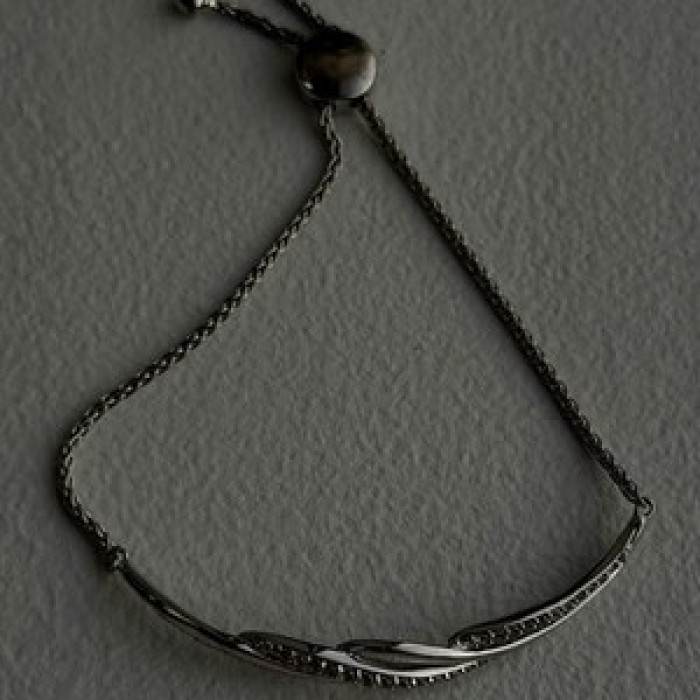Adjustable 925 Sterling Silver White Colorless Beryl Bracelet