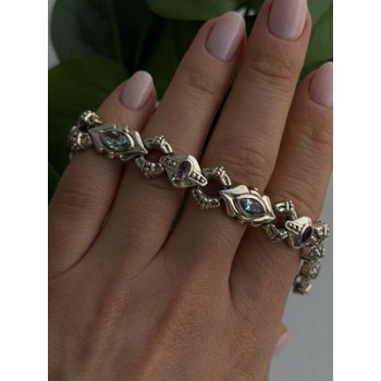 Vintage 925 Sterling Silver Topaz & Amethyst Bracelet 7