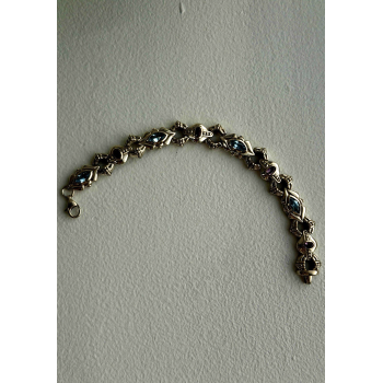 Vintage 925 Sterling Silver Topaz & Amethyst Bracelet 7