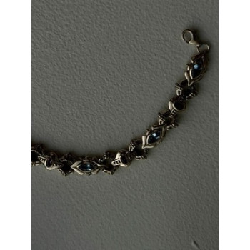 Vintage 925 Sterling Silver Topaz & Amethyst Bracelet 7