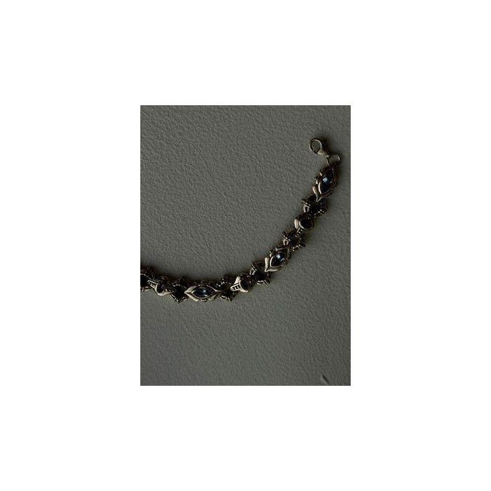 Vintage 925 Sterling Silver Topaz & Amethyst Bracelet 7