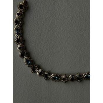 Vintage 925 Sterling Silver Topaz & Amethyst Bracelet 7