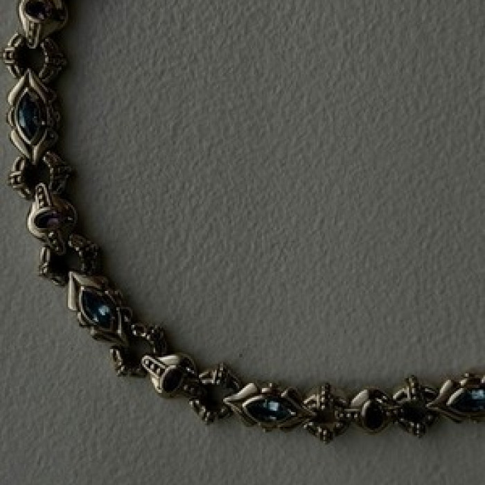 Vintage 925 Sterling Silver Topaz & Amethyst Bracelet 7