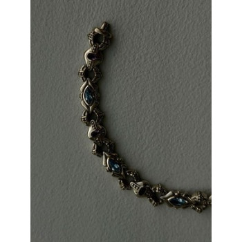 Vintage 925 Sterling Silver Topaz & Amethyst Bracelet 7