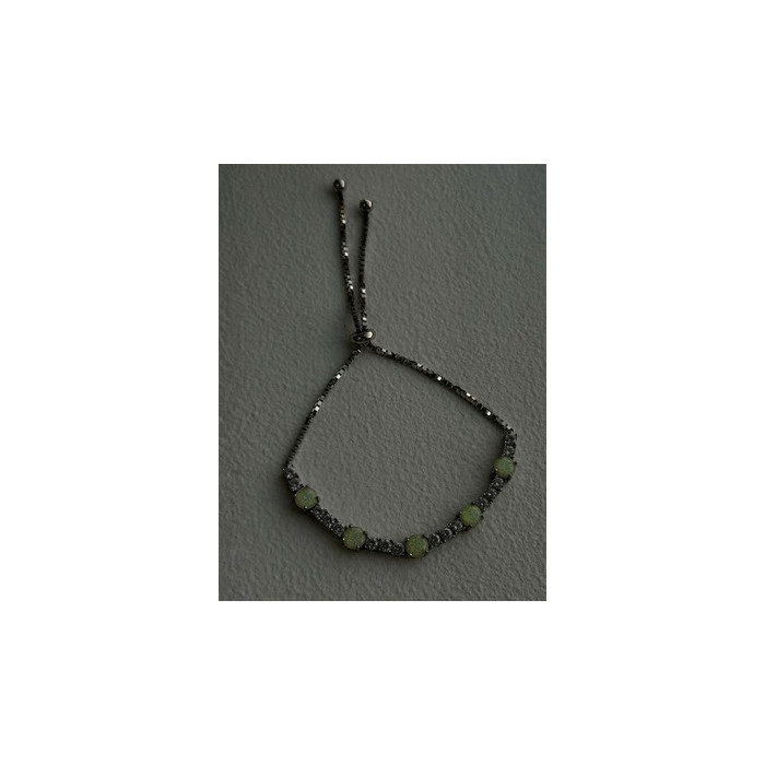 Adjustable 925 Sterling Silver Opal & Beryl Bracelet