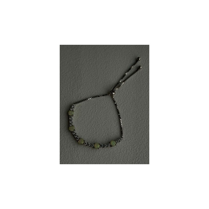 Adjustable 925 Sterling Silver Opal & Beryl Bracelet