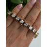 925 Sterling Silver Gold Plated White Colorless & Blue Cz Bracelet 7.5