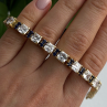 925 Sterling Silver Gold Plated White Colorless & Blue Cz Bracelet 7.5